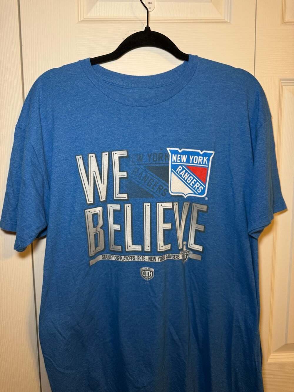 Old Time Hockey New York Rangers Size XL Blue We Believe T-Shirt